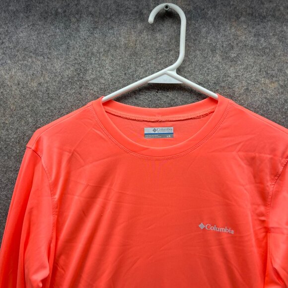Columbia Shirt Women Large Orange Crewneck Long Sleeve Rapid Creek Sportswear - Picture 9 of 12
